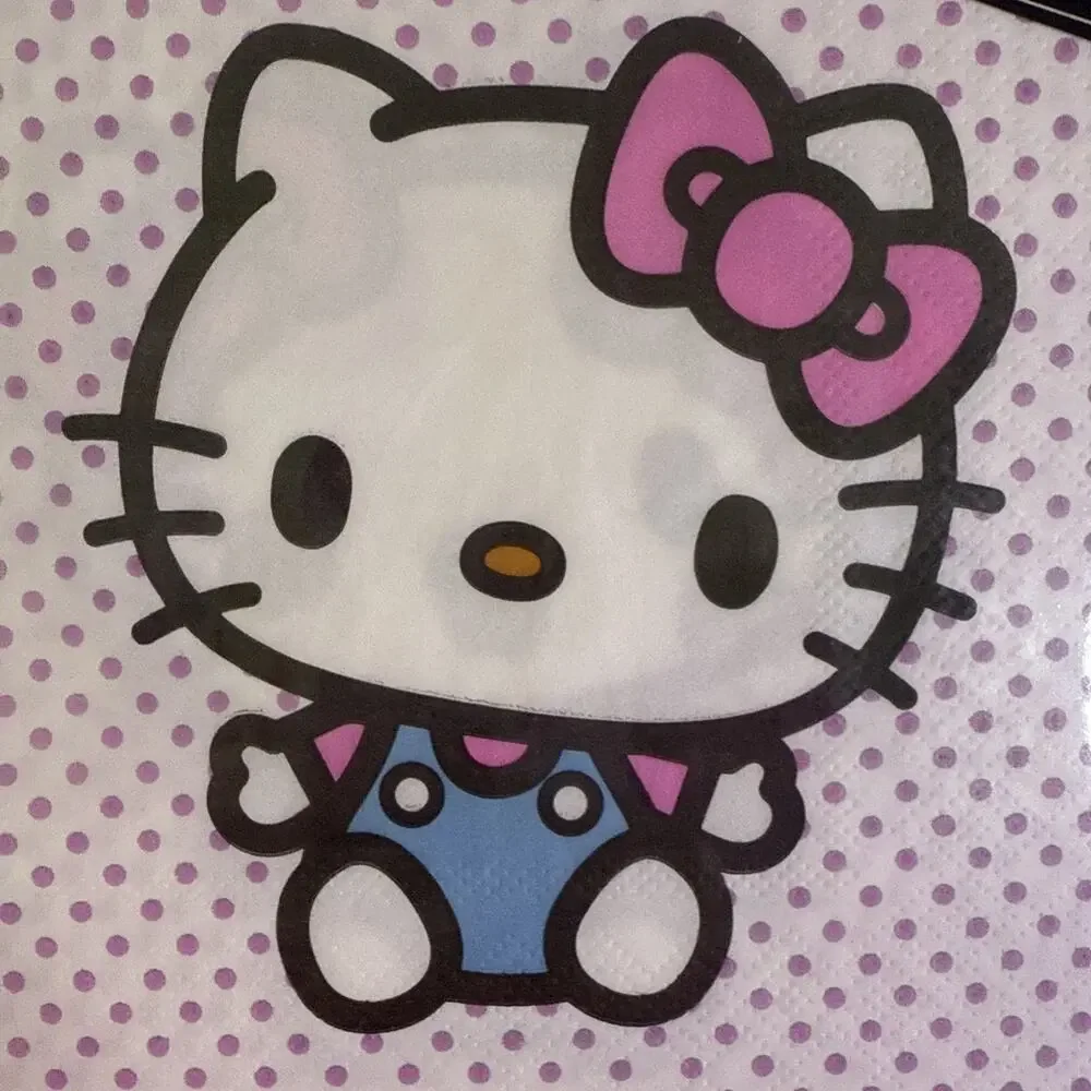 Sanrio Hello Kitty Napkins White Purple Polka Dots 13